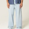 Jean super baggy délavé clair avec imprimé New York Jean super baggy délavé clair avec imprimé New York