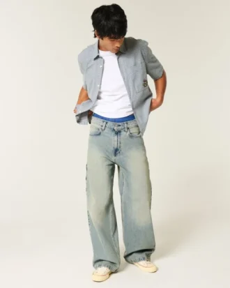Jean super baggy délavé moyen