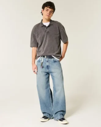 Jean super baggy délavé moyen