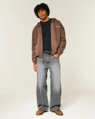 Jean super baggy gris délavé