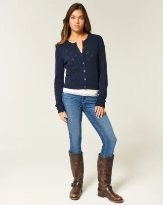 Jean super skinny taille haute délavé foncé
