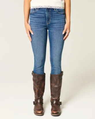 Jean super skinny taille haute délavé foncé