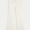 Jean évasé à poche brodée blanc ultra taille basse Jean évasé à poche brodée blanc ultra taille basse