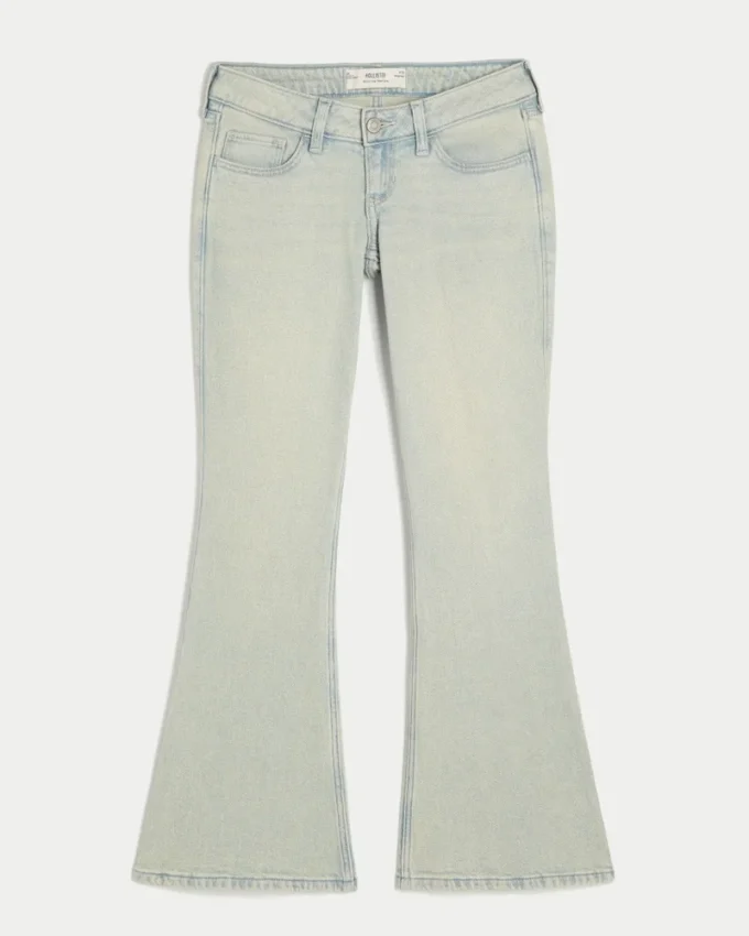 Jean évasé ultra taille basse délavé clair