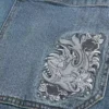 Jeans baggy skater à motif requin brodé, lavage moyen Jeans baggy skater à motif requin brodé, lavage moyen