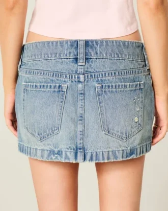 Jupe-short micro en denim taille ultra basse