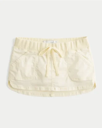Jupe-short micro en sergé à taille ultra basse