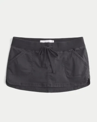 Jupe-short micro en sergé à taille ultra basse