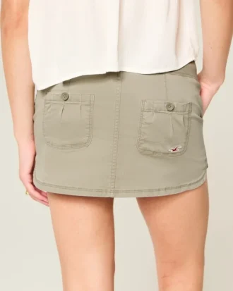 Jupe-short micro en sergé à taille ultra basse