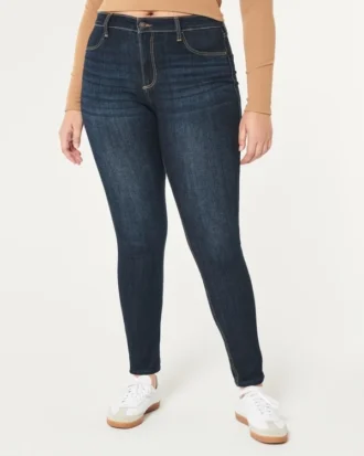 Leggings en jean taille haute foncé pour les courbes
