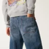 Logo brodé en délavé foncé Jean super baggy Logo brodé en délavé foncé Jean super baggy
