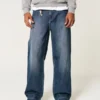 Logo brodé en délavé foncé Jean super baggy Logo brodé en délavé foncé Jean super baggy