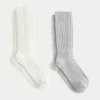 Lot de 2 paires de chaussettes côtelées