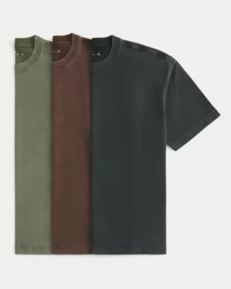 Lot de 3 t-shirts amples en coton épais délavé