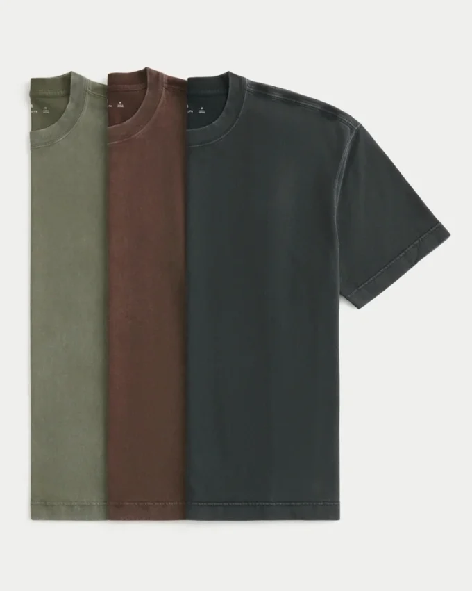Lot de 3 t-shirts amples en coton épais délavé Lot de 3 t-shirts amples en coton épais délavé
