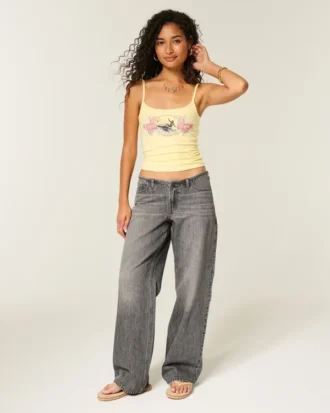 Mini-ceinture ultra basse Jean baggy gris