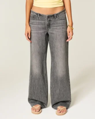 Mini-ceinture ultra basse Jean baggy gris