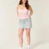 Mini-jupe-short en denim délavé clair Mini-jupe-short en denim délavé clair