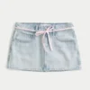 Mini-jupe-short en denim délavé clair Mini-jupe-short en denim délavé clair