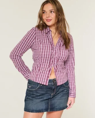 Mini-jupe-short en denim foncé taille basse