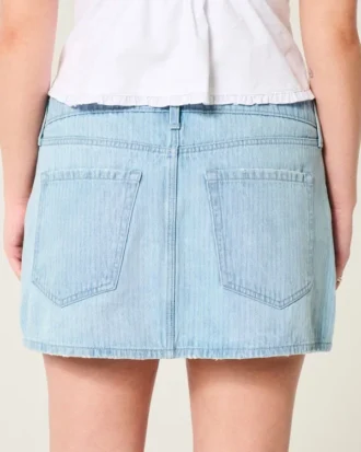Mini-jupe-short en denim à rayures verticales et taille basse