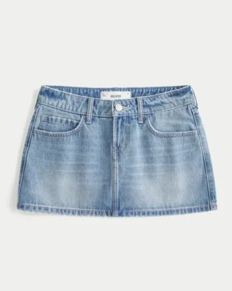 Mini-jupe-short en denim taille basse