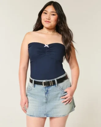 Mini-jupe-short en denim taille basse Mini-jupe-short en denim taille basse