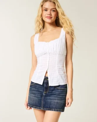 Mini-jupe-short en denim taille basse