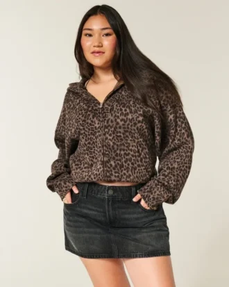 Mini-jupe-short en denim taille basse
