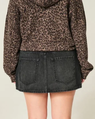 Mini-jupe-short en denim taille basse