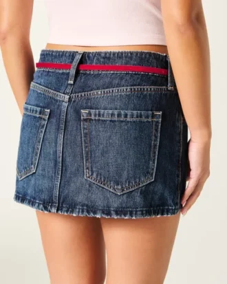 Mini-jupe-short en denim à taille basse et nouée