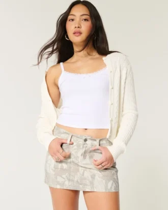 Mini-jupe-short en sergé camouflage taille basse
