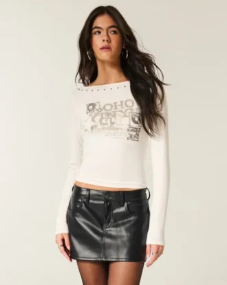 Mini-jupe-short en simili cuir
