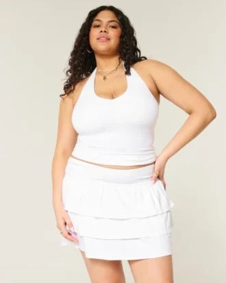 Mini-jupe-short en tricot à volants
