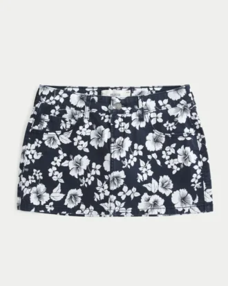 Mini-jupe-short taille basse en sergé