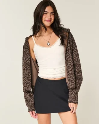 Mini-jupe-short taille haute coupe trapèze