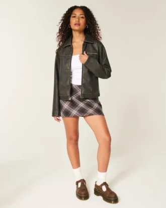 Mini-jupe-short taille haute coupe trapèze