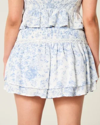 Mini-jupe-short à volants smockés