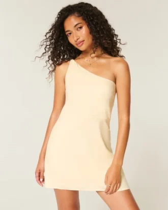 Mini-robe asymétrique en lin mélangé