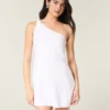 Mini-robe asymétrique en lin mélangé Mini-robe asymétrique en lin mélangé