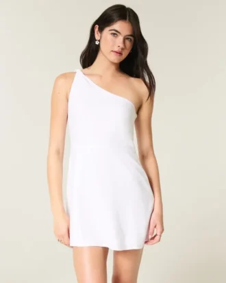 Mini-robe asymétrique en lin mélangé