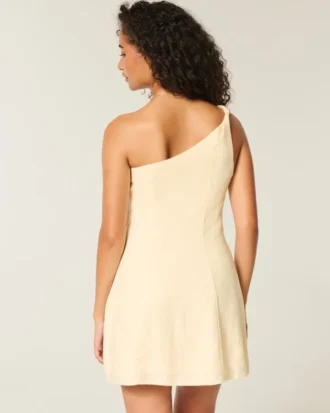 Mini-robe asymétrique en lin mélangé