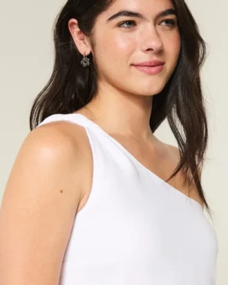 Mini-robe asymétrique en lin mélangé