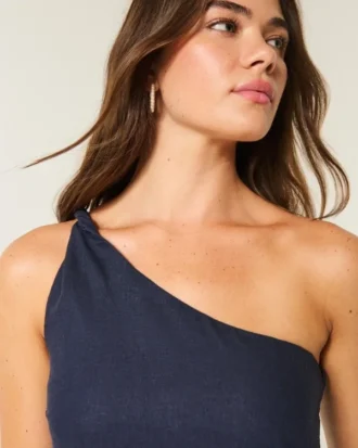 Mini-robe asymétrique en lin mélangé Mini-robe asymétrique en lin mélangé