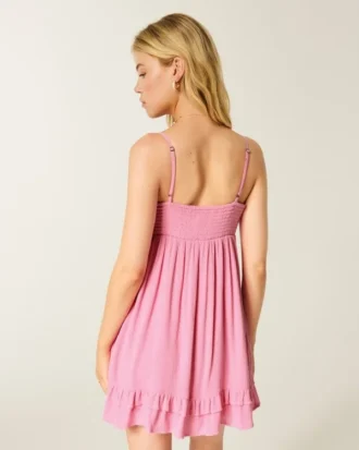Mini-robe babydoll à bordure en corde