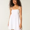 Mini-robe babydoll à bretelles nouées Mini-robe babydoll à bretelles nouées