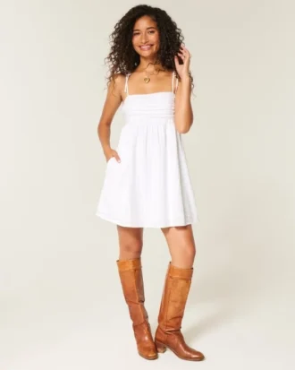 Mini-robe babydoll à bretelles nouées