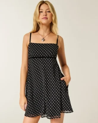 Mini-robe babydoll en mousseline