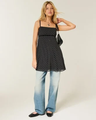 Mini-robe babydoll en mousseline
