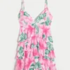 Mini-robe babydoll à volants et encolure en V Mini-robe babydoll à volants et encolure en V